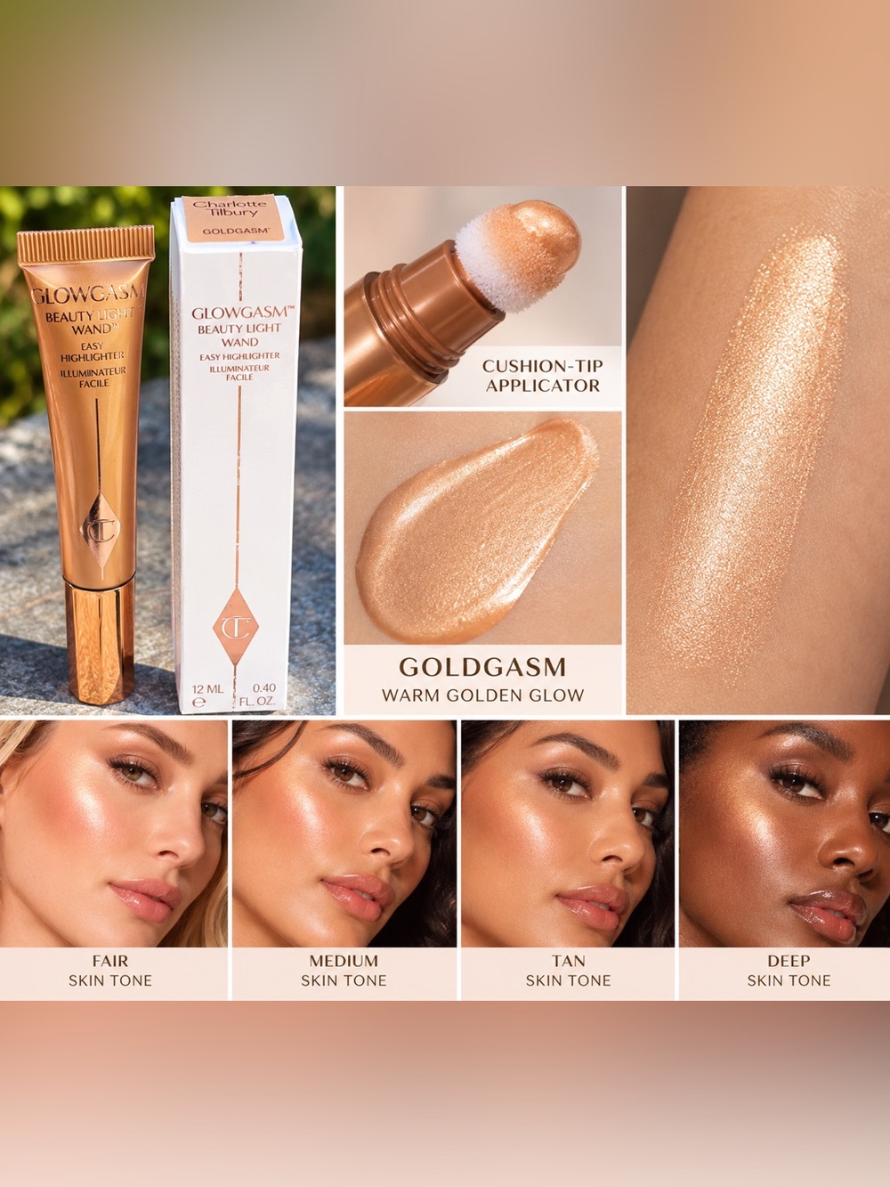 Charlotte Tilbury Glowgasm Beauty Light Wand — Shade Goldgasm